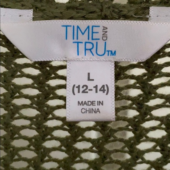 Sage Green Time & Tru crochet sweater cardigan - Picture 7 of 8